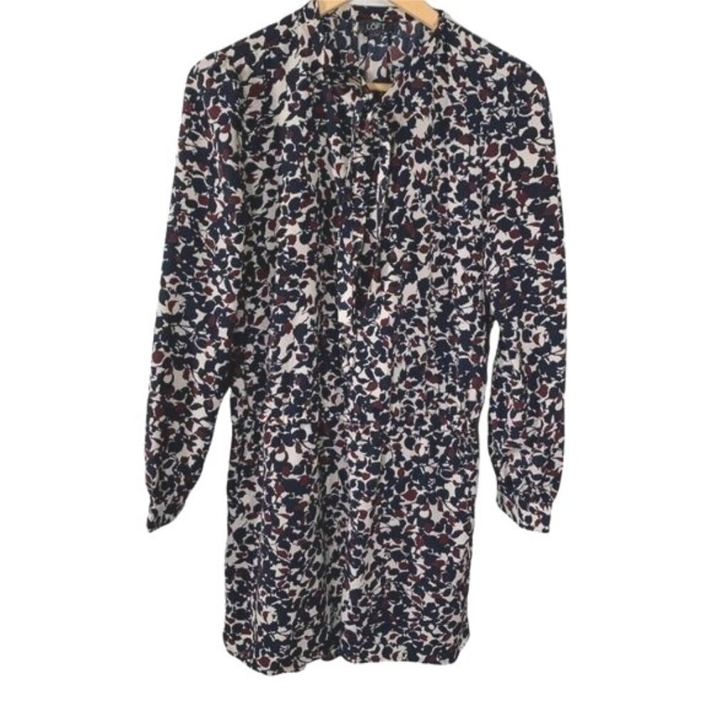 LOFT Floral Boho Romper Size 4 Long Sleeve Blue Cream Cottagecore